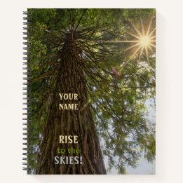 RISE Inspirationelles Foto von Sequoia zum Himmel Notizblock