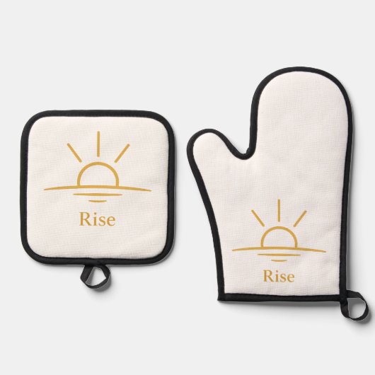 Rise — Minimalist Sunrise Ofenhandschuh & Topflappen-Set (Vorderseite)