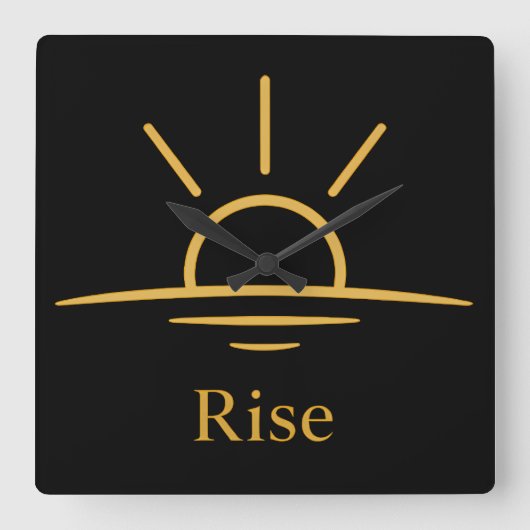 Rise — Minimalist Sunrise Quadratische Wanduhr (Vorderseite)