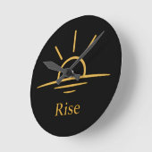Rise — Minimalist Sunrise Runde Wanduhr (Winkel)