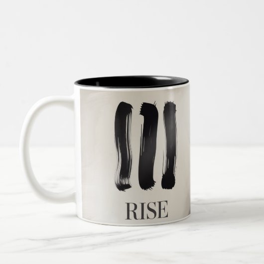 Rise Motivational Coffee Mug with Minimalist Bru Zweifarbige Tasse (Links)