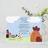 Rise 'n' Shine Barnyard Cow HühnerBaby Dusche Einladung (Stehend Vorderseite)