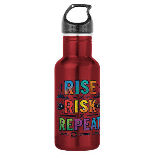 Rise, Risk, Repeat – Motivational Typography T-Shi Edelstahlflasche