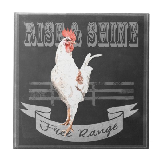 Rise & Shine Rooster Fliese (Vorderseite)