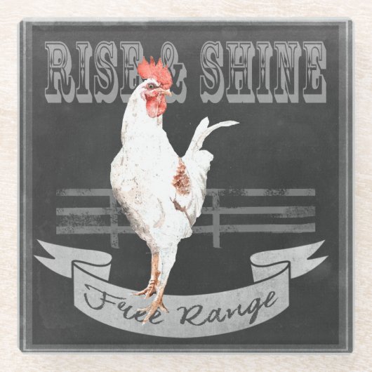 Rise & Shine Rooster Glasuntersetzer (Vorderseite)