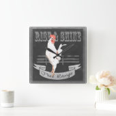 Rise & Shine Rooster Quadratische Wanduhr (Zuhause)