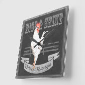 Rise & Shine Rooster Quadratische Wanduhr (Winkel)