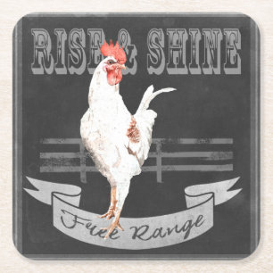 Rise & Shine Rooster Rechteckiger Pappuntersetzer