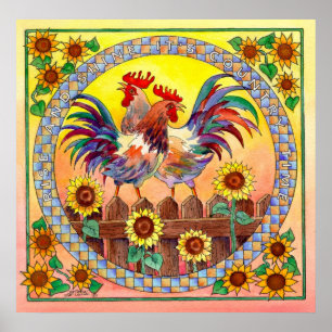 RISE & SHINE ROOSTERS VON SHARON SHARPE POSTER