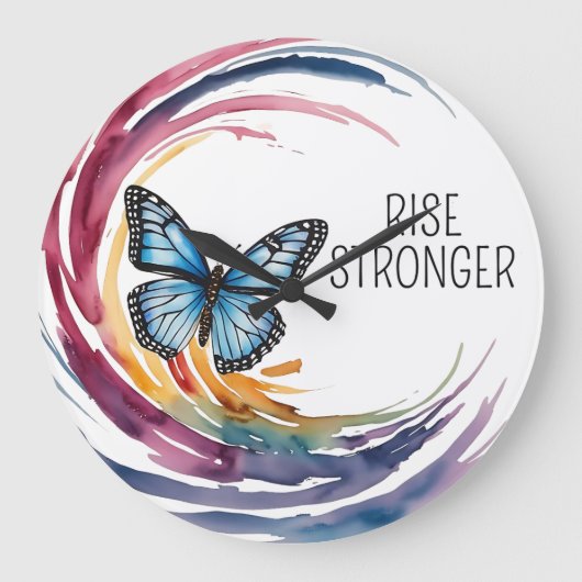 Rise Stronger Themed Große Wanduhr (Vorderseite)