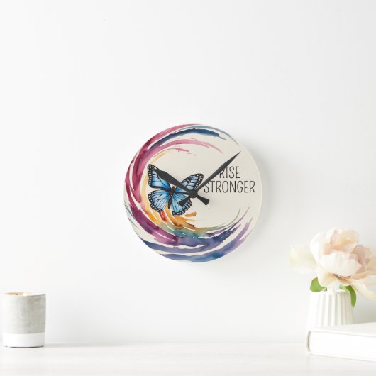 Rise Stronger Themed Runde Wanduhr (Zuhause)