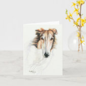 Rise the Borzoi Original Dog Art Note Card Karte (Gelbe Blume)