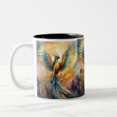 Rise & Thrive: farbenfrohe Phoenix-Tasse Zweifarbige Tasse (Links)