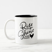 Rise und Shine Mother Cluckers Handlettern Zweifarbige Tasse (Links)