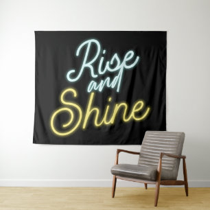 Rise und Shine Neon Sign Wandteppich