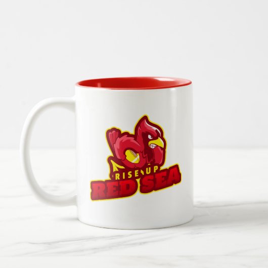 Rise Up Red Sea Cardinal Bird Football Shirt Zweifarbige Tasse (Links)