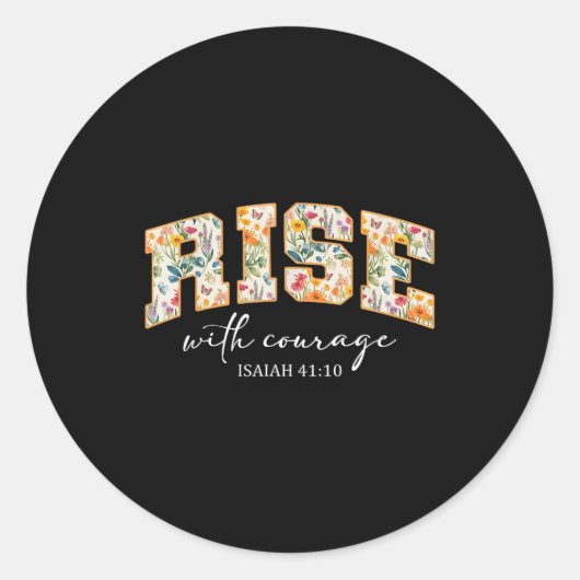 Rise With Courage Christian Religion Bible Scriptu Runder Aufkleber (Vorderseite)