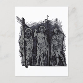 Risen Christ zwischen Heiligen Andrew und Longinus Postkarte