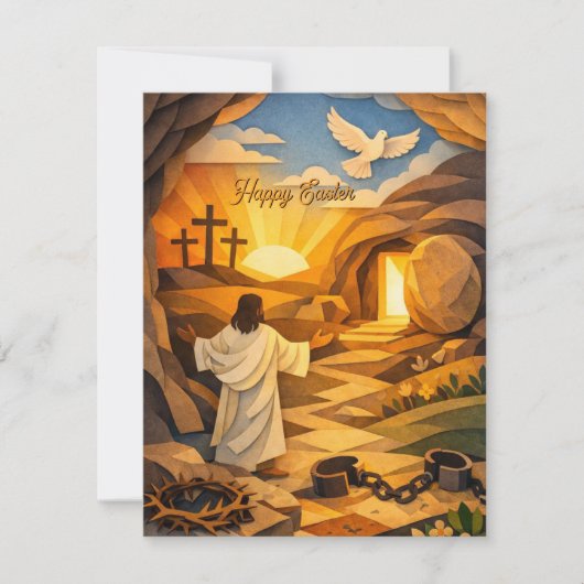 Risen Jesus Empty Tomb 3D Easter Flat Card (Vorderseite)