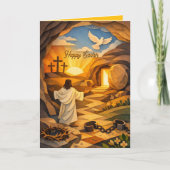 Risen Jesus Empty Tomb 3D Papercut Easter Card Karte (Vorderseite)
