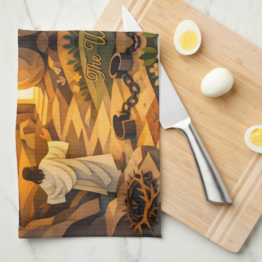 Risen Jesus Empty Tomb 3D Papercut Easter Geschirrtuch (Viertel Falte)