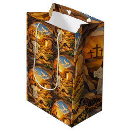 Risen Jesus Empty Tomb 3D Papercut Easter Gift Bag Mittlere Geschenktüte