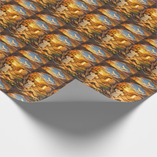 Risen Jesus Empty Tomb 3D Papercut Easter Gift Geschenkpapier (Ecke)