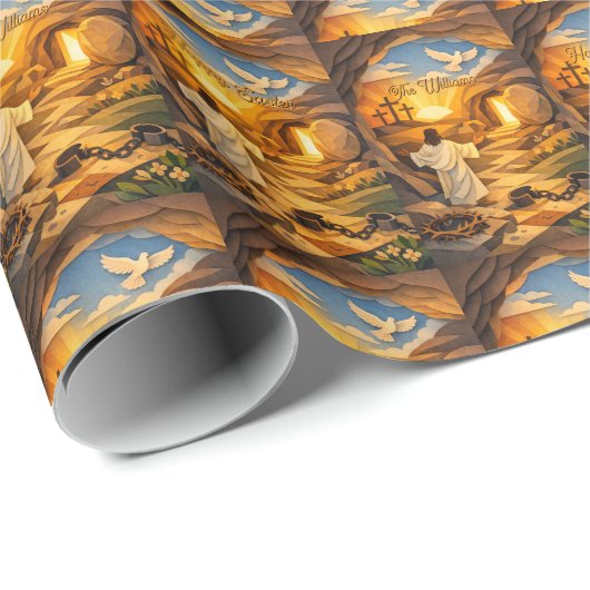 Risen Jesus Empty Tomb 3D Papercut Easter Gift Geschenkpapier (Rolleneckpunkt)