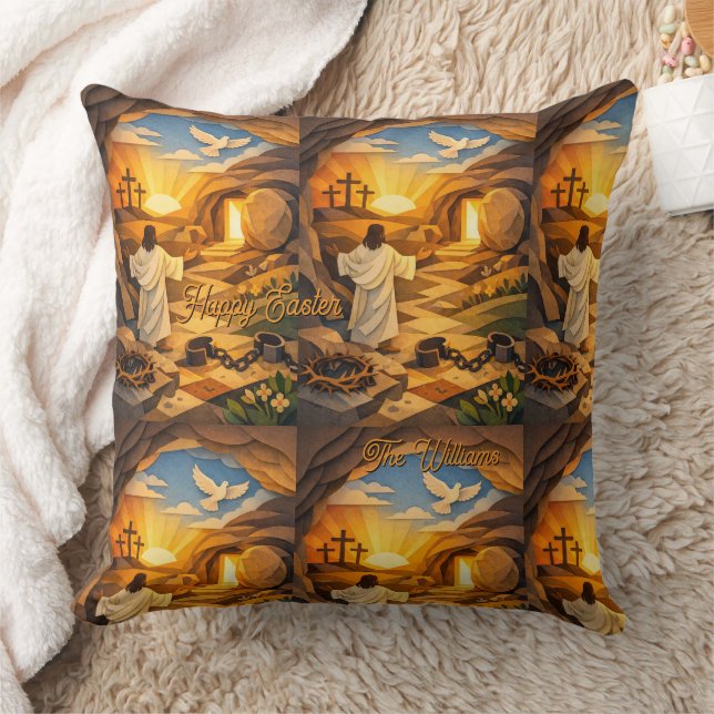 Risen Jesus Empty Tomb 3D Papercut Easter Kissen (Decke)