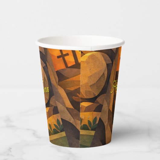 Risen Jesus Empty Tomb 3D Papercut Easter Pappbecher (Rechts)