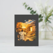 Risen Jesus Empty Tomb 3D Papercut Easter Postcard Postkarte (Stehend Vorderseite)