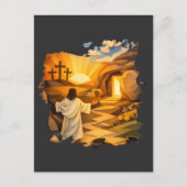 Risen Jesus Empty Tomb 3D Papercut Easter Postcard Postkarte (Vorderseite)