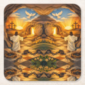 Risen Jesus Empty Tomb 3D Papercut Easter Rechteckiger Pappuntersetzer (Vorderseite)