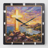 Risen Savior: New Life's Dawn Quadratische Wanduhr (Vorderseite)