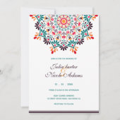 Rising Boho Indian Fusion Floral Mandala Wedding Einladung (Vorderseite)