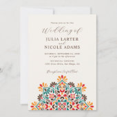 Rising Boho Indian Fusion Floral Mandala Wedding Einladung (Vorderseite)