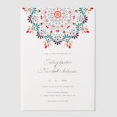 Rising Boho Indian Fusion Floral Mandala Wedding Pergament Einladungen (Vorderseite)