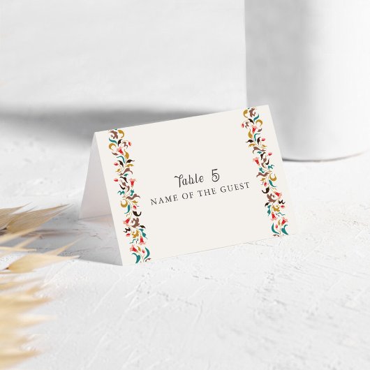 Rising Boho Indo Floral Mandala Wedding Place Card Tischnummer