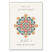 Rising Boho Indo Floral Mandala Wedding Place Card Tischnummer (Vorderseite)