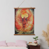 Rising Phoenix Fire Bird Bold Flame Mythical Wandteppich Mit Holzrahmen (Schlafzimmer)