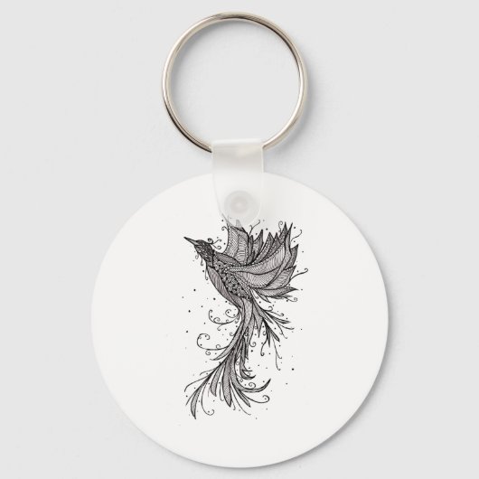 Rising Phoenix Lineart Key Chain Schlüsselanhänger (Vorderseite)