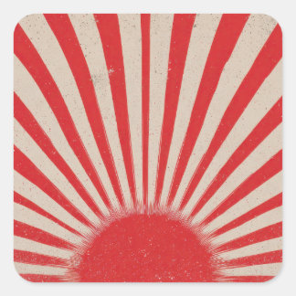 Rising Sun Background – Retro Vintage Rays Quadratischer Aufkleber