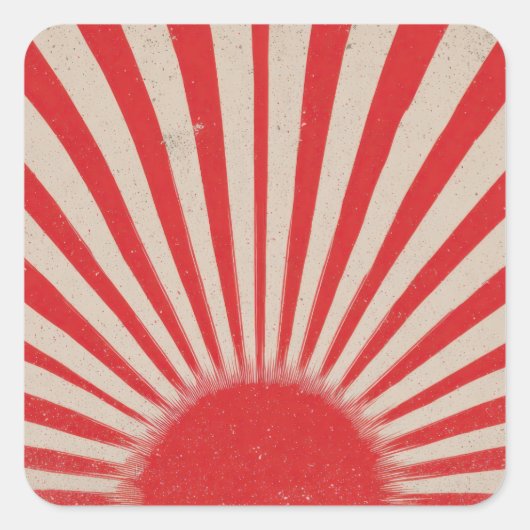Rising Sun Background – Retro Vintage Rays Quadratischer Aufkleber (Vorderseite)