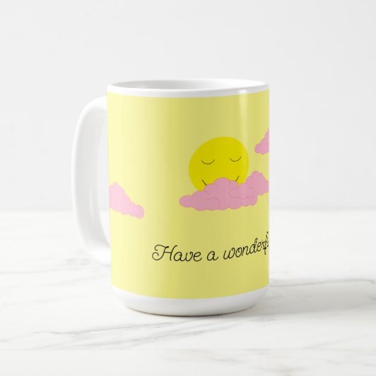 Rising Sun with Pink Clouds: Yellow Kaffeetasse (Vorderseite Links)