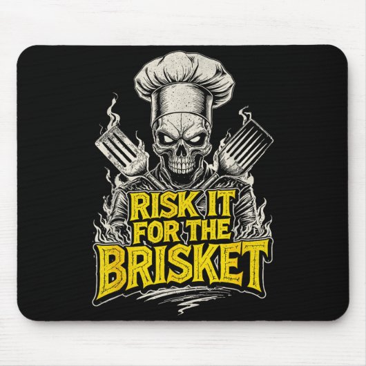 Risk It For The Brisket Funny Bbq Lovers Grill Smo Mousepad (Vorne)
