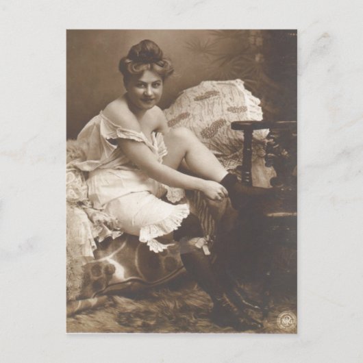 Riskante Vintage französische Foto Postkarte (Vorderseite)
