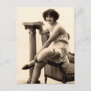 Riskanter Vintage-Flapper Girl Französisch Foto Po Postkarte