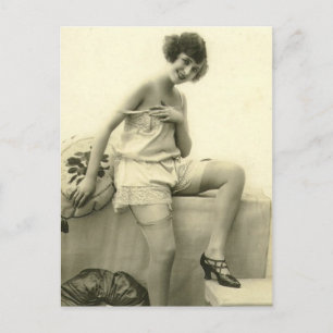 Riskanter Vintage-Flapper-Girl-Französisch-Foto Postkarte