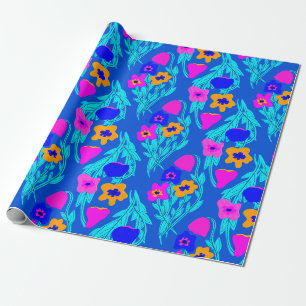 Riso Print Blume Farben hell Geschenkpapier