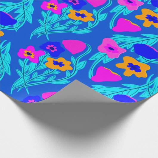 Riso Print Blume Farben hell Geschenkpapier (Ecke)